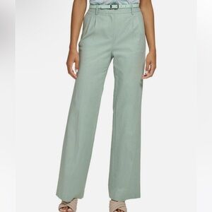 NWT Calvin Klein Women's Belted Linen Wide Leg Pants